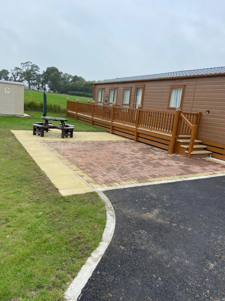 patio area and tarmac drive